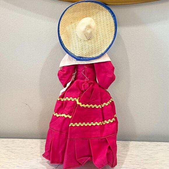 Vintage 1950s Doll Mexican Senorita Lady Sombrero Folk Art Souvenir Hard Plastic - Picture 7 of 10